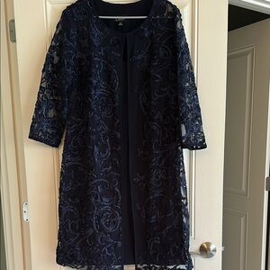 Elegant Navy Lace Jacket Dress